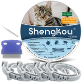 Collar ShengKou antipulgas colocado en el cuello de un gato para uso diario