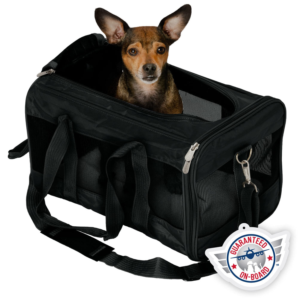 Sherpa Original Deluxe Carrier lista para cabina, ideal para viajar en avión con tu mascota.