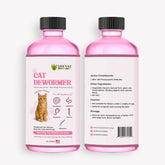 Dewormer SHEVAT VITAMINS para gatos, frasco de 60 ml con dosificación fácil.