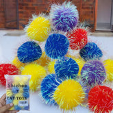 Shizhoo bolas pom-pom brillantes 2 pulgadas, ideal para juego diario y estimulación suave.
