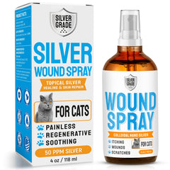 SILVER GRADE spray para gatos - botella lista para aplicar cuidado de heridas menores.