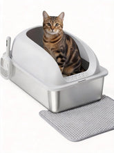 Simple Deluxe XL: caja de arena de acero inoxidable con tapa para gatos, duradera y fácil de limpiar.