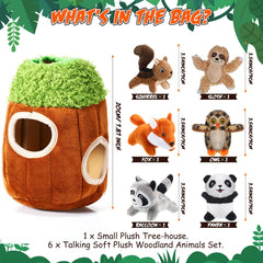 Skylety animal bosque peluche 1, chirriador para juego interactivo y mordisqueo suave
