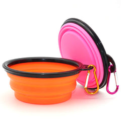 SLSON cuencos plegables para perros en naranja y rosa, ideal para viajar