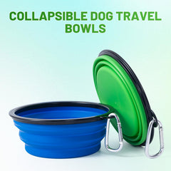 SLSON tazón plegable para perro azul-verde cerrado, fácil de guardar.
