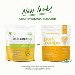 Smallbatch Pets comida rehidratada de cerdo, lista para servir.