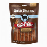 SmartBones Twistz rellenos de mantequilla de maní y centro de cerdo para perros