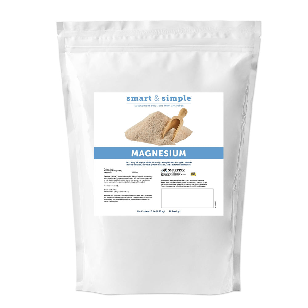 SmartEquine Magnesium - botella para facilitar la administración diaria en caballos.