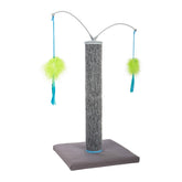 SmartyKat Scratch 'N Spin: poste de rascar en alfombra gris-azul para ejercicio diario.