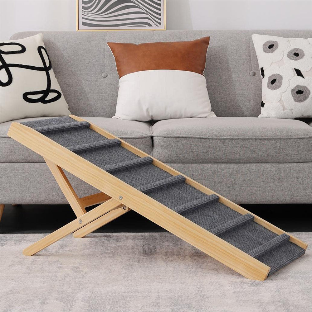 Smilebaby rampa para perro grande sobre cama facilita subir con seguridad.