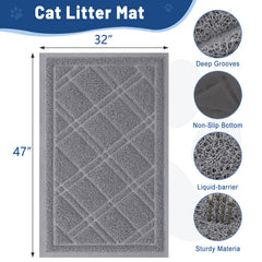 Smiry alfombrilla barrera de lĂquidos para arena de gatos gris, protege el suelo.