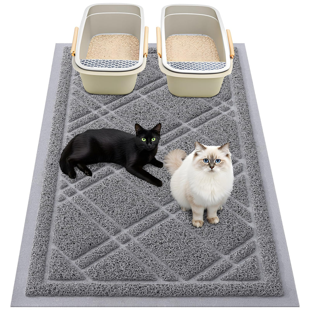 Smiry alfombrilla para arena de gatos 47x32 cm gris, atrapa arena y facilita limpieza.