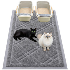 Smiry alfombrilla para arena de gatos 47x32 cm gris, atrapa arena y facilita limpieza.