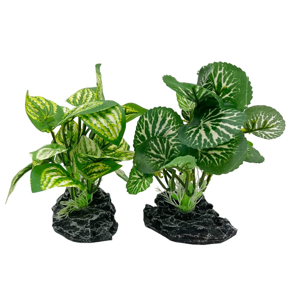 Smoothedo-Pets planta artificial para acuario verde 4pulgadas dos unidades refugio