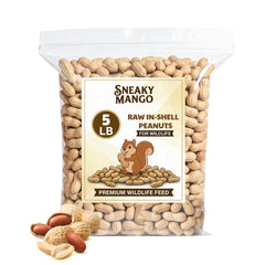 Sneaky Mango cacahuates crudos en cascara en bolsa de 5 libras, fuente natural para fauna.