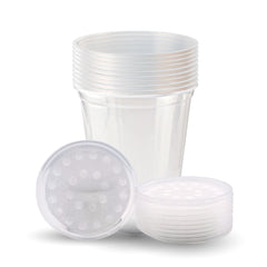 Snout and Shell Deli cups con tapas ventiladas de tela para evitar escapes, primer plano