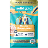 Solid Gold alimento para perro con peso saludable en empaque, ideal para control de ración.