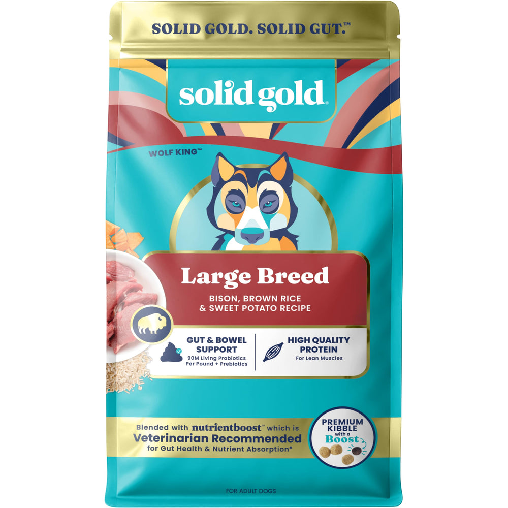 Solid Gold Bison croquetas grandes con bison real para perros grandes, soporte muscular