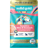 Solid Gold alimento para perros con salmón, ingredientes clave para digestión suave.