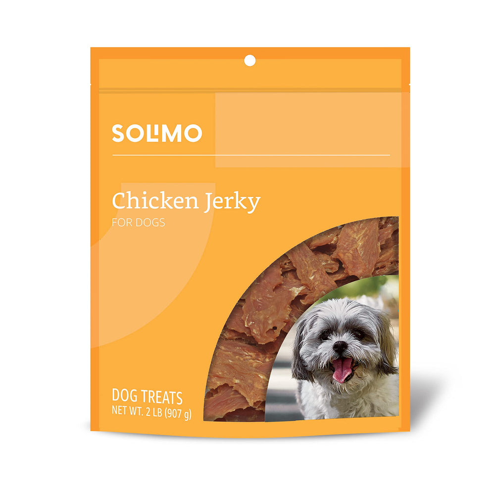 Solimo jerky de pollo para perros en bolsa, snack sabroso para premiar