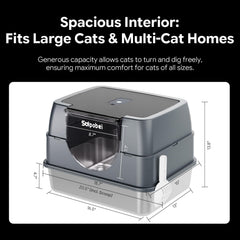 Solpobei caja de arena con estilo abierto, ideal para gatitos curiosos.