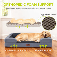 Cama Song Puppy XL con bolsters plegables para acceso fácil y descanso seguro.