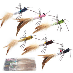 SONGWAY gusano de juguete felino con plumas amarillas para atrapar y perseguir.