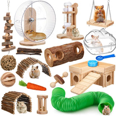 Sonwyoung jaula hamster accesorios conjunto de 19 piezas para exploración segura y orden en casa