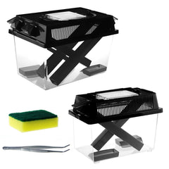 Sorwatee contenedor grillo grande con dispensador para crías y manejo cómodo.