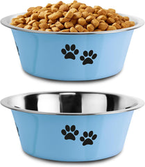 SOUXU tazón para perro azul de acero inoxidable, ideal para comidas limpias.