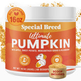 Special Breed: envase del suplemento de calabaza para uso diario en la dieta del perro.