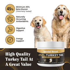 Special Breed Cola de Pavo Polvo Dosificación fácil para mascotas.