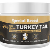 Special Breed Organic Cola de Pavo Polvo Frasco: apoyo inmunológico natural para mascotas.
