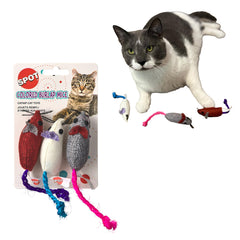 SPOT ratón interactivo de arpillera para gatos, ideal para juego en interiores.