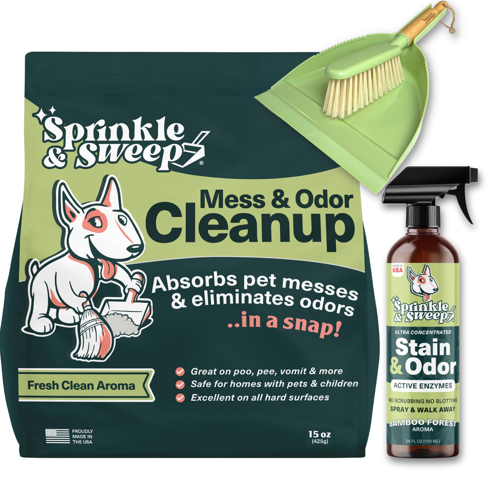 Sprinkle & Sweep: bolsa de 15 oz para limpieza rápida de desorden y olores.