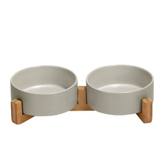 SPUNKYJUNKY bol ceramico doble para comida y agua, ideal para gatos pequeños.