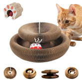 SREBAY Tablero rasca gato acordeón en acción, ideal para juego.