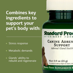 Standard Process Canine Adrenal Support enfoque en hígado y riñones para perros.