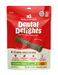Stella & Chewy's Dental Delights con bordes escalonados para limpieza dental suave.