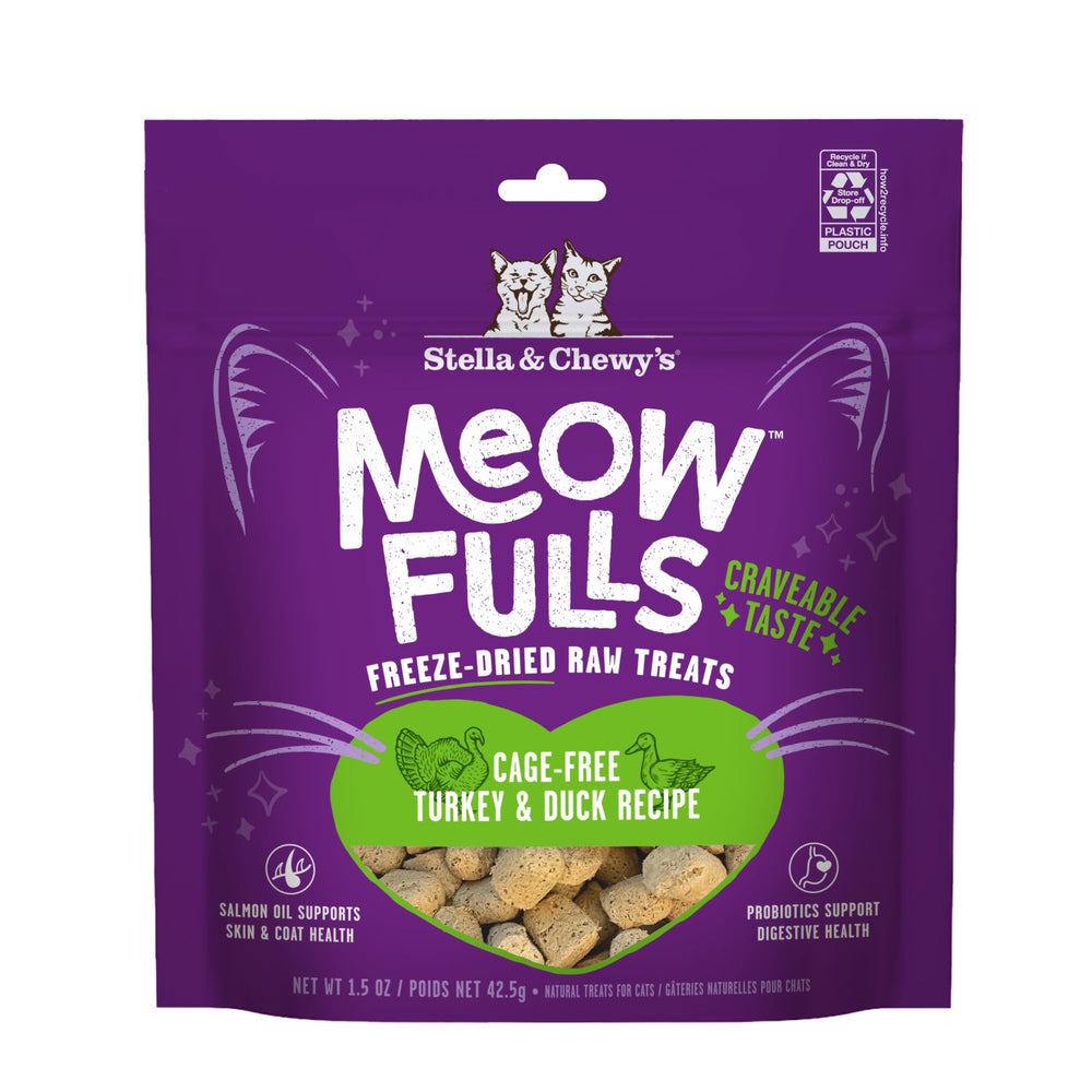 Stella & Chewy's Meowfulls, paquete de pavo y pato para premiar con sabor