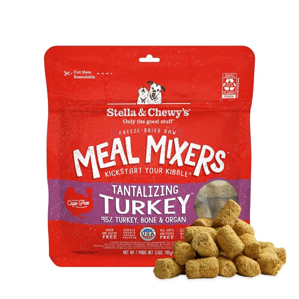 Stella & Chewy's mezcladores-pavo-95% libres de jaula, proteína de alta calidad para perros activos.