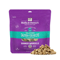 Stella & Chewy's Morsels Salmón-Bacalao en envase 8 oz, proteína de calidad para gatos.