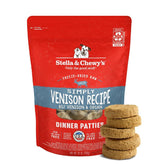Stella & Chewy's patty venado desecado, sabor intenso para perros exigentes.