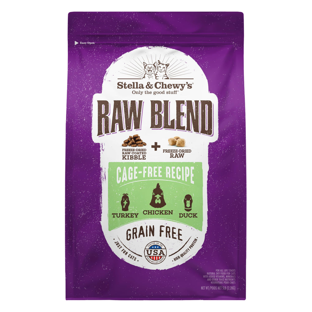 Stella & Chewy's Raw Blend Kibble en tazón; croquetas proteicas para gatos