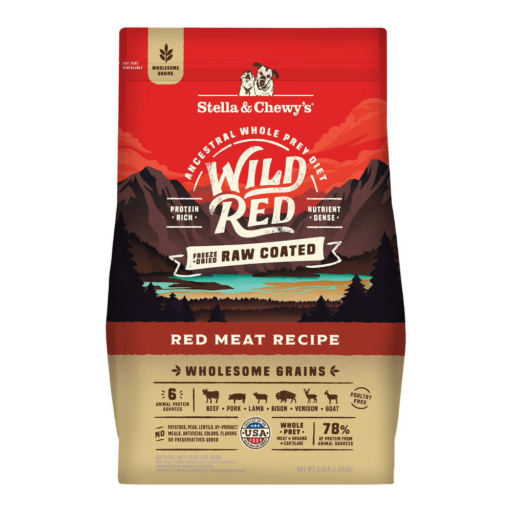 Stella & Chewy's Wild Red, bolsa-3-5lb, alimento proteico para perros activos.