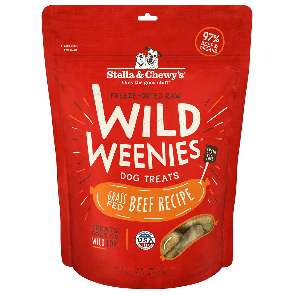 Stella & Chewy's Wild Weenies en bolsa de 11.5 oz, snack proteico para perros.