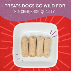 Wild Weenies de pavo, pato y codorniz, snack alto en proteína para perros.