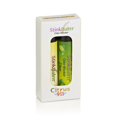 StinkBalm Bloqueador de Olores Citrus 911, empaque frontal para uso diario.