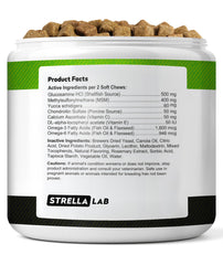 STRELLALAB glucosamina para perros, bocaditos sabor hickory bacon, sabrosos y fáciles de tomar.