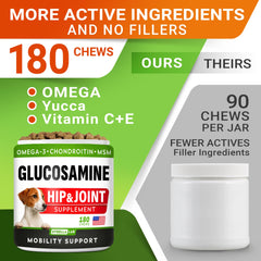 STRELLALAB Glucosamina para perros: fórmula con omega-3 para pelaje y piel saludables.